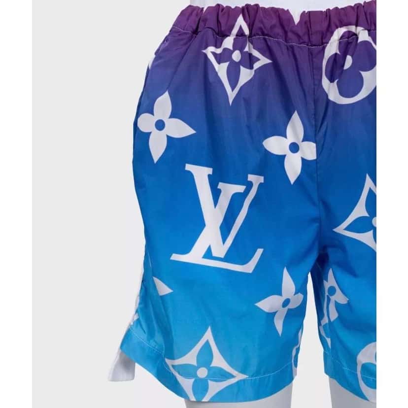 Louis Vuitton Monogram Shorts Blue Silk Very good condition - Model View