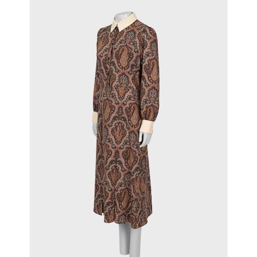 Celine Fitted Paisley Print Dress MultiColor Wool Very good condition - Back View