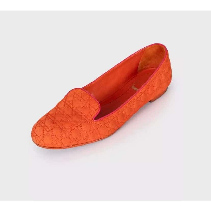 Dior Christian Ballet Flats Orange Leather Very good condition - Inside View