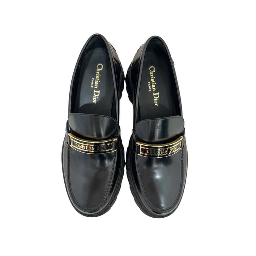 Dior Code Brushed Calfskin Logo Platform Black Leather Very good condition - Box View