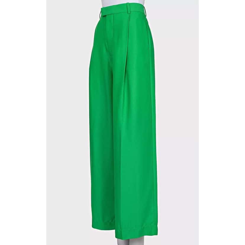Bottega Veneta Wide Leg Viscose Pants Green Cotton Very good condition - Back View