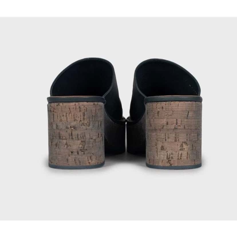 Chanel Block Heel Clogs Black Leather Very good condition - Model View