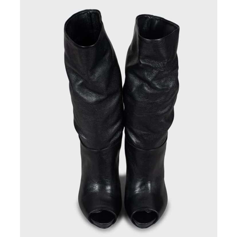 Alexander Mcqueen Open Toe Boots Black Leather Very good condition - Back View