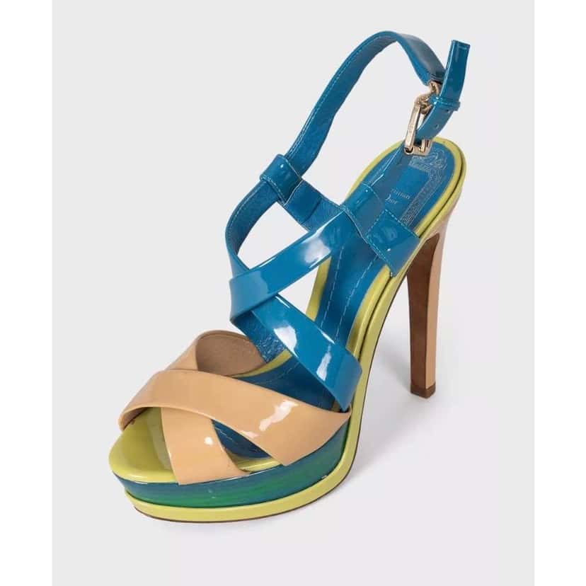 Dior Christian Open Toe High Heel Gold Leather Very good condition - Model View