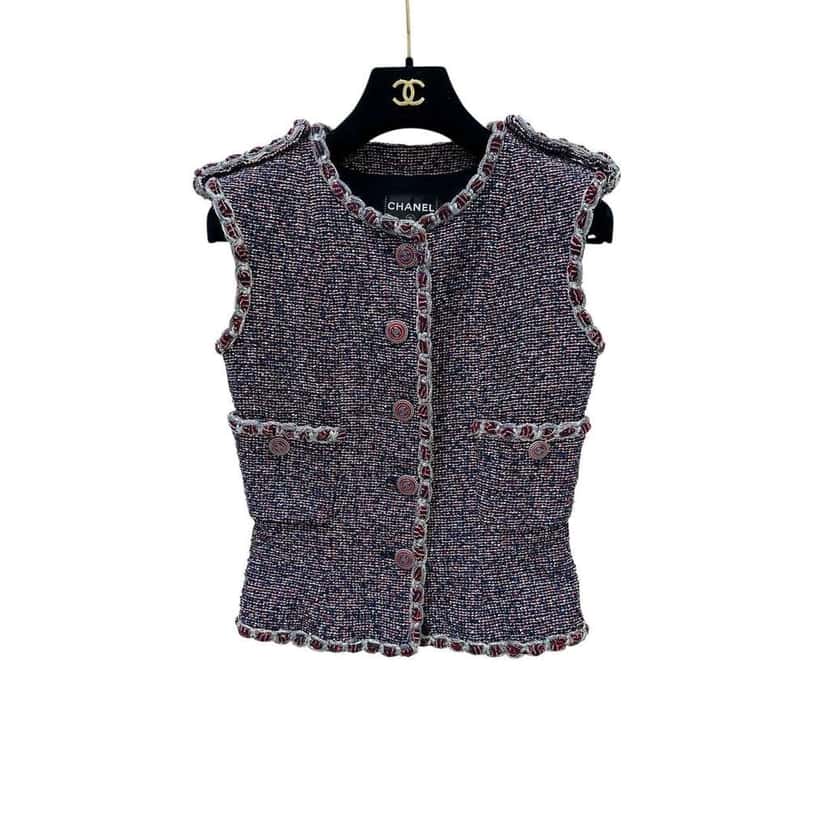 Chanel 2016 Spring Vest Black Tweed Very good condition - Back View