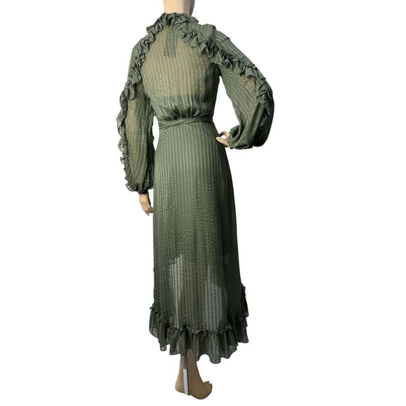 Zimmermann Cascade Ruffle Wrap Midi Dress Black Cotton Very good condition - Back View