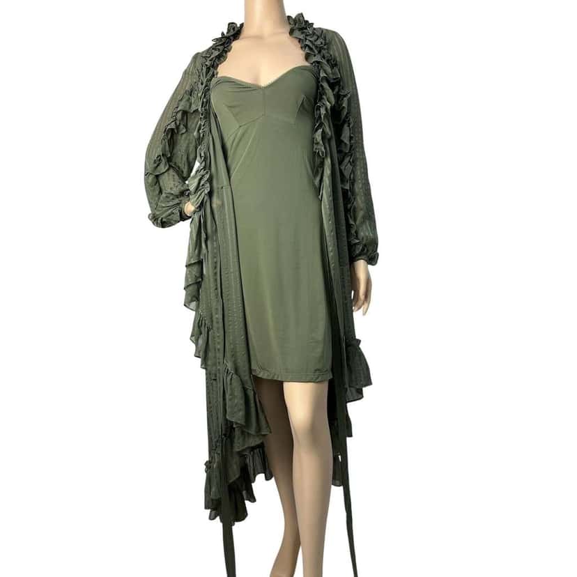 Zimmermann Cascade Ruffle Wrap Midi Dress Black Cotton Very good condition - Inside View