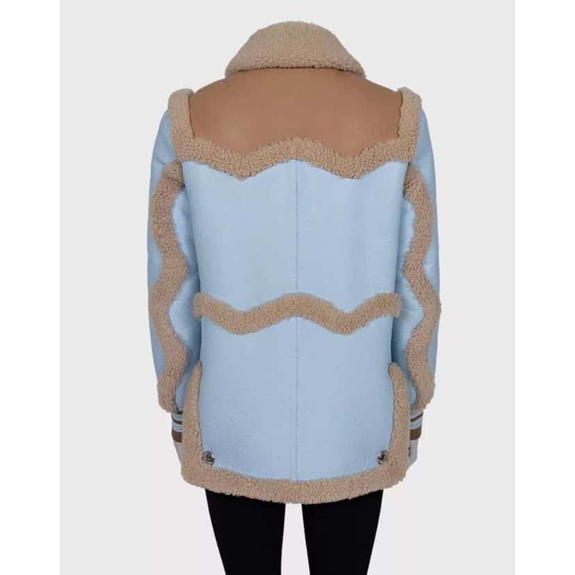 Burberry Sheepskin Coat Blue Leather Very good condition - Inside View