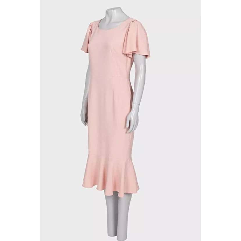 Dolce & Gabbana Viscose Flounce Hem Fitted Dress Pink Silk Very good condition - Back View