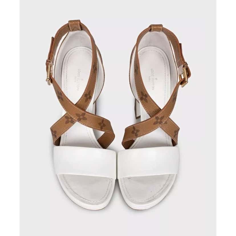 Louis Vuitton Block Heel Sandals MultiColor Leather Very good condition - Back View