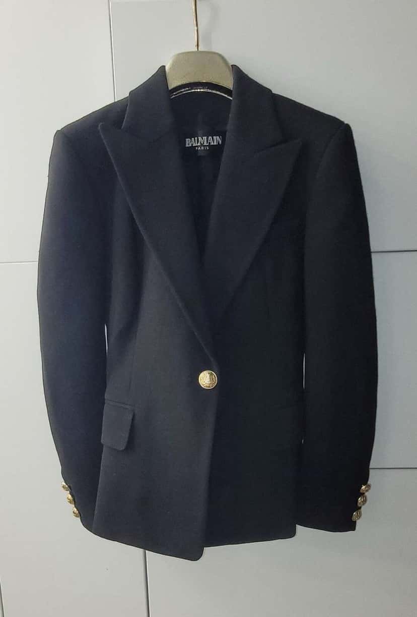 Balmain one button blazer Black Wool Very good condition - Back View