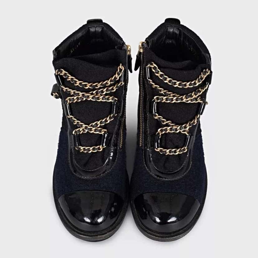 Chanel Paris Salzburg Chain Boots Black Leather Very good condition - Back View