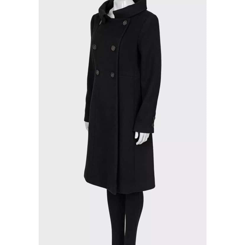 Chanel WooCC Logo Buttons Coat Black Silk Very good condition - Back View