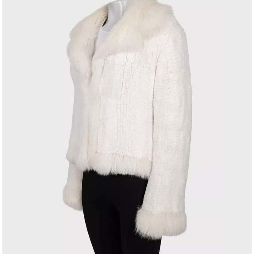 Valentino Garavani Valentino Roma Luxurious Rabbit Coat White Cotton Very good condition - Back View
