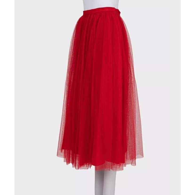 Dior Christian Tulle Skirt with Lining Red Silk Very good condition - Back View