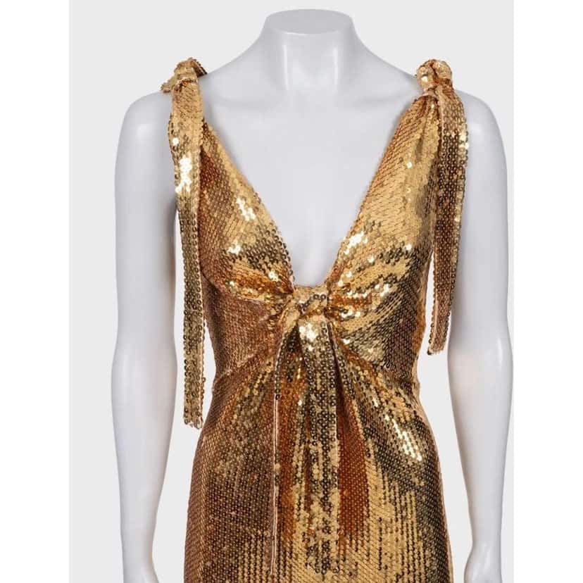 Paco Rabanne Sequin Dress Gold Very good condition - Model View