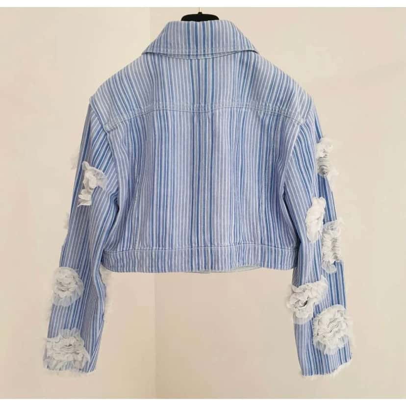 Chanel 2018 Striped Jacket Black Denim Very good condition - Back View