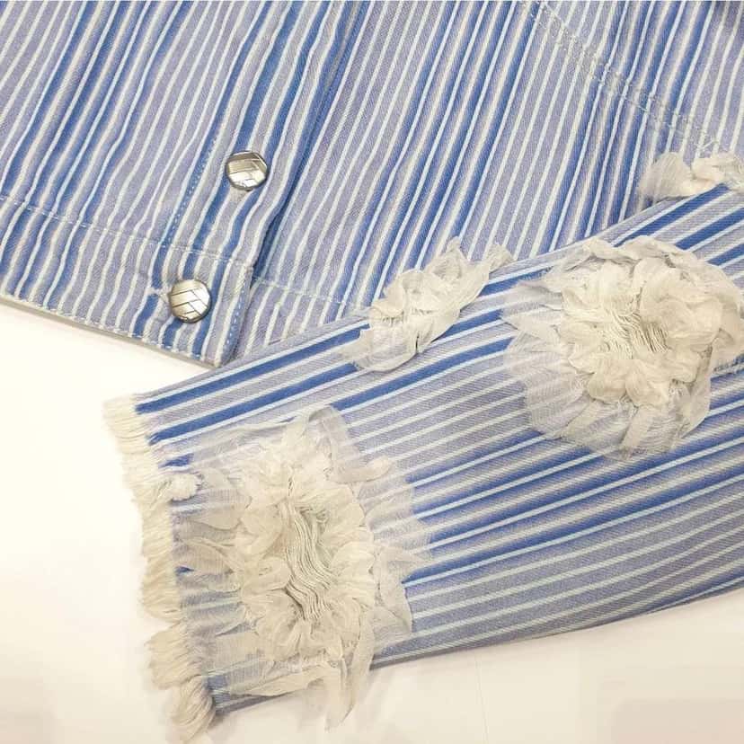 Chanel 2018 Striped Jacket Black Denim Very good condition - Inside View