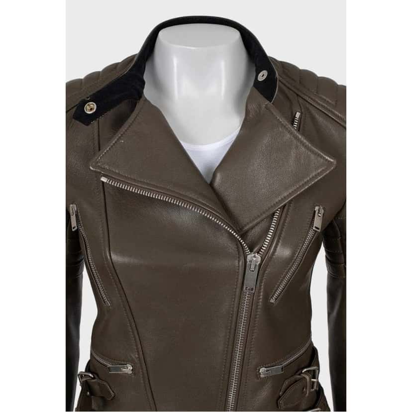 Celine Quilted Jacket (US ) Brown Leather Very good condition - Model View