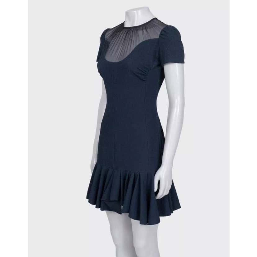 Nina Ricci Flared Mini Dress Blue Cotton Never worn, with tag - Back View