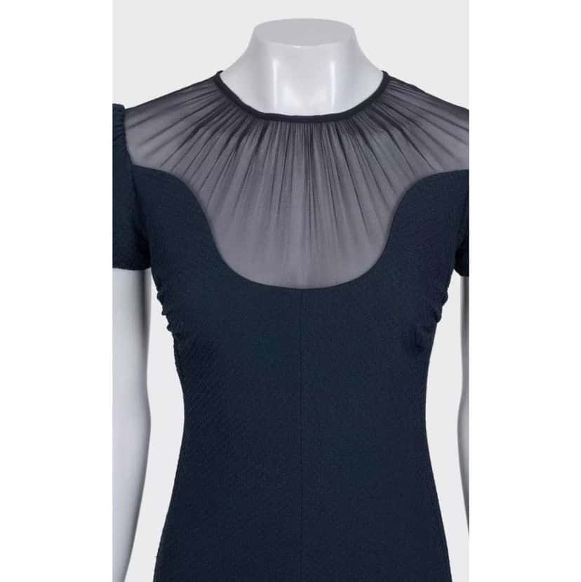 Nina Ricci Flared Mini Dress Blue Cotton Never worn, with tag - Model View