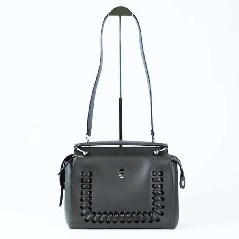 Fendi Whipstitch Dotcom Grey Leather Very good condition - Back View
