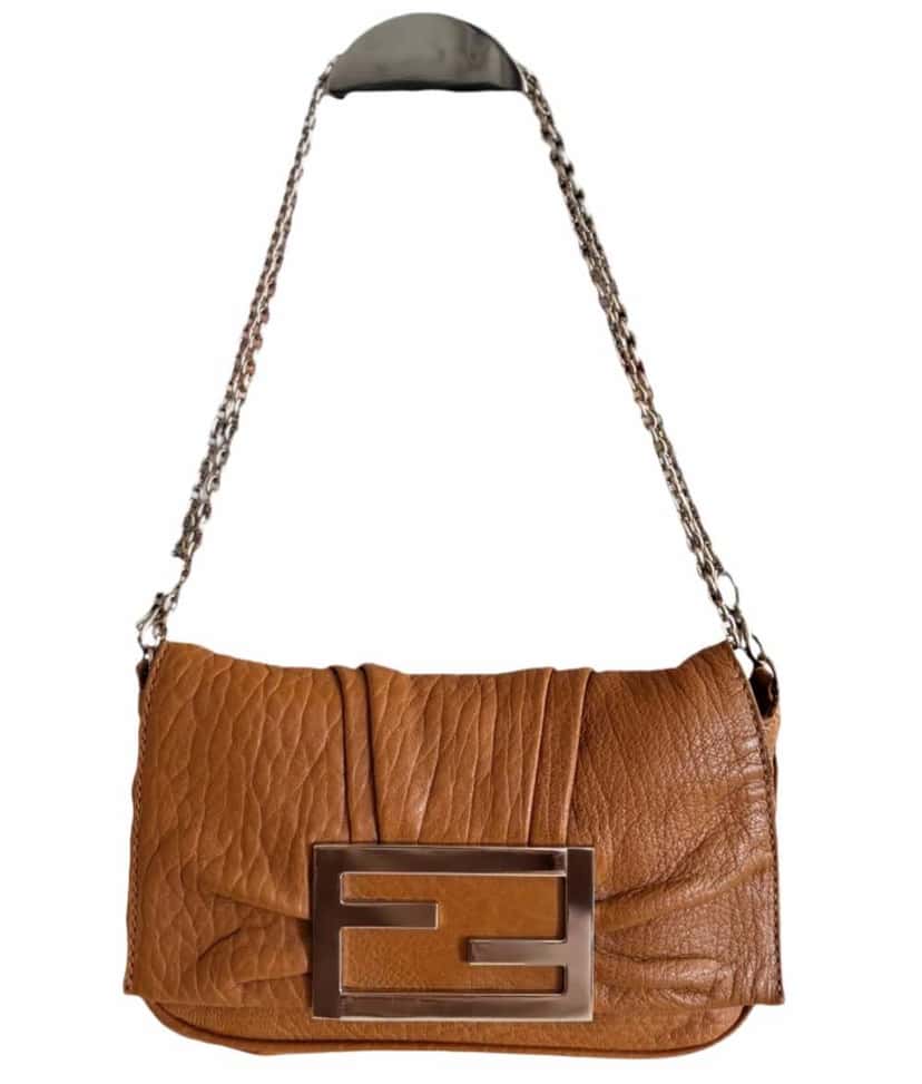 Fendi Chain Bag Brown Leather Very good condition - Front View