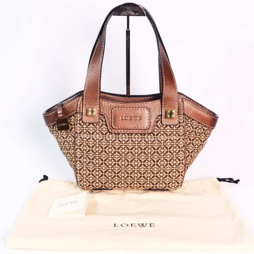 Loewe Anagram Tote Brown Canvas Leather Very good condition - Back View