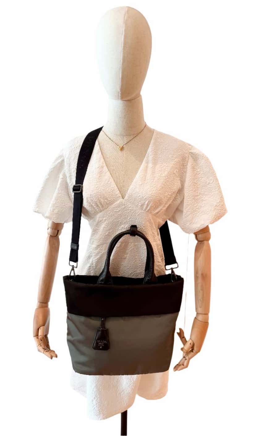 Prada Tessuto Crossbody Black Leather Enamel Very good condition - Model View