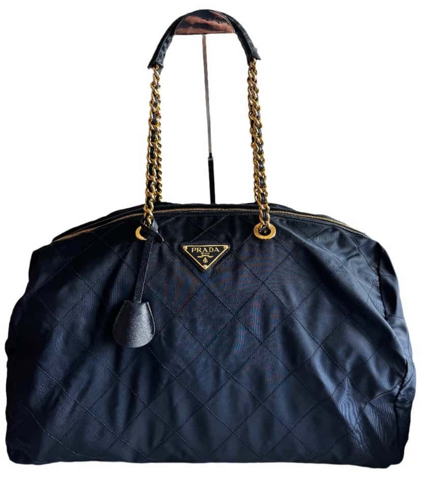 Prada Travel Tote Blue Satin Leather Very good condition - Front View