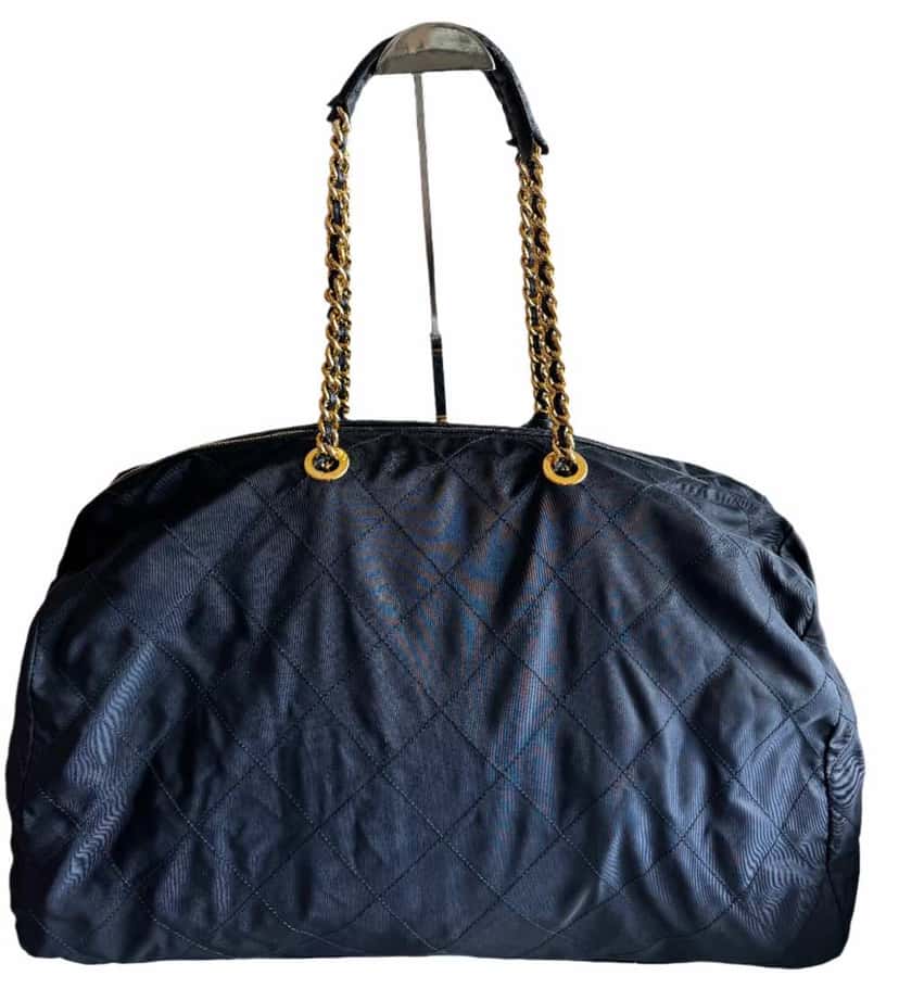 Prada Travel Tote Blue Satin Leather Very good condition - Back View
