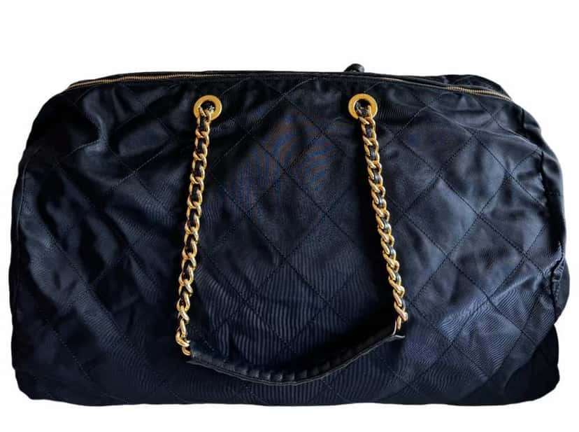 Prada Travel Tote Blue Satin Leather Very good condition - Model View
