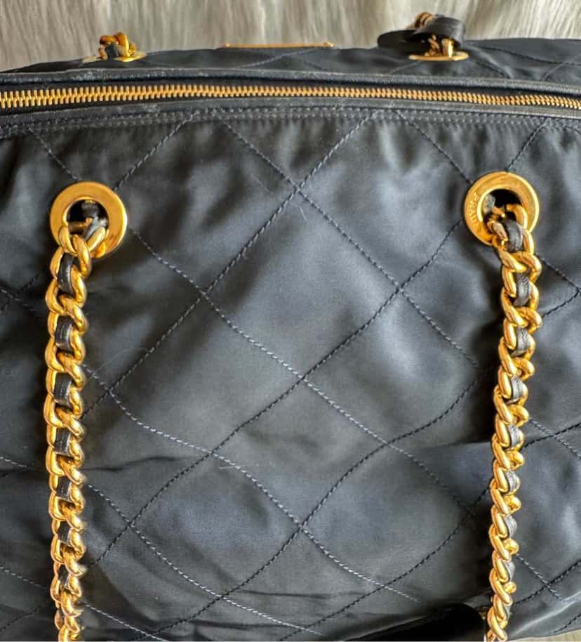 Prada Travel Tote Blue Satin Leather Very good condition - Box View
