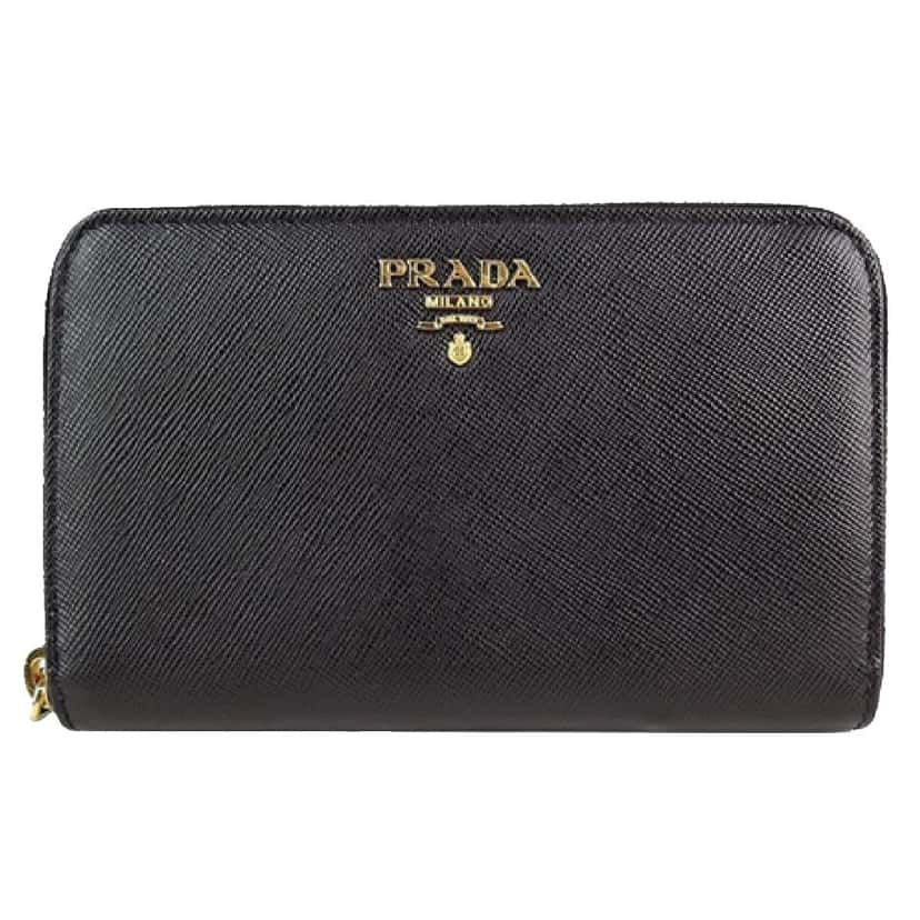 Prada Prada Women's Black Saffiano Cuir Full Zip Wallet Black Leather Never worn, with tag - Front View