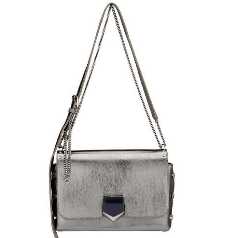 Jimmy Choo Jimmy Choo Metallic Silver Lockett Crossbody Shoulder Bag Black Leather Never worn, with tag - Front View