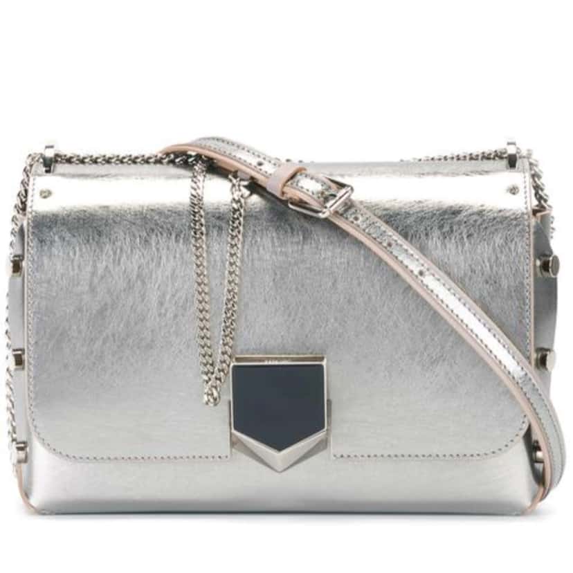 Jimmy Choo Jimmy Choo Metallic Silver Lockett Crossbody Shoulder Bag Black Leather Never worn, with tag - Back View