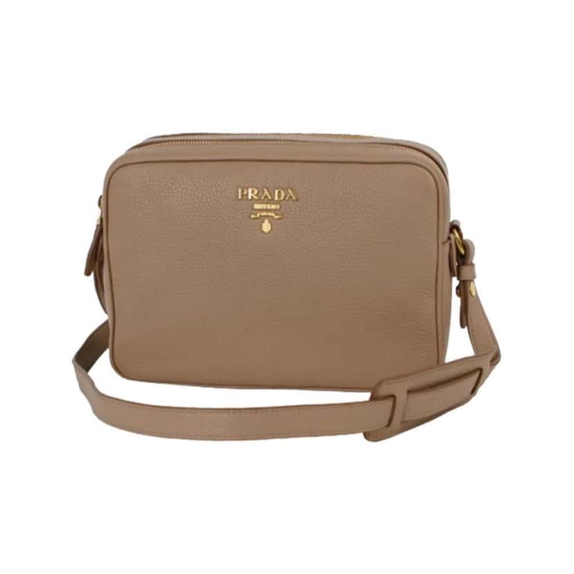 Prada Prada Beige Vitello Phenix Leather Double Zip Crossbody Bag Beige Leather Never worn, with tag - Front View