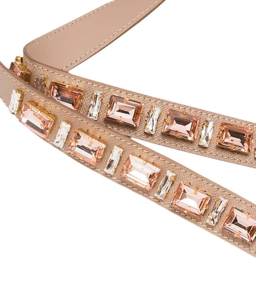 Prada Prada Leather Saffiano Crystal Women's Blush Pink Strap Pink Leather Never worn, with tag - Back View