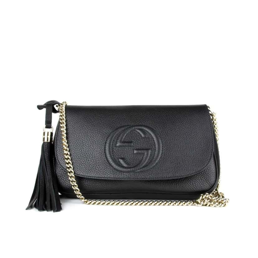 Gucci Gucci Soho Disco GG Black Calf Leather Tassel Chain Crossbody Bag Black Leather Never worn, with tag - Back View