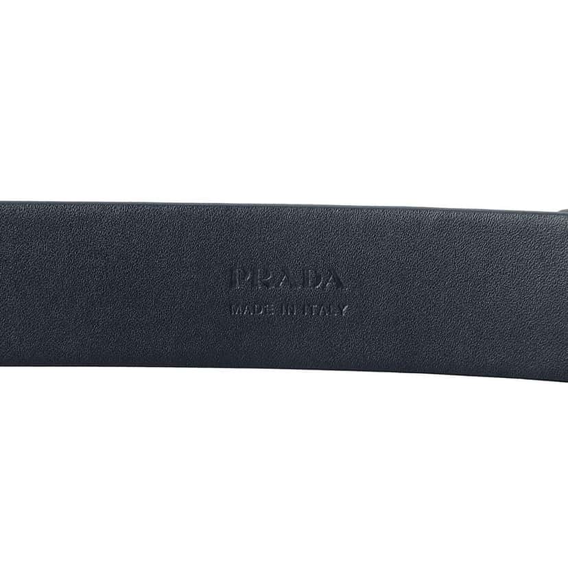 Prada Prada Mens Navy Saffiano Leather Belt Silver Belt Buckle Size 100/40 Black Never worn, with tag - Inside View