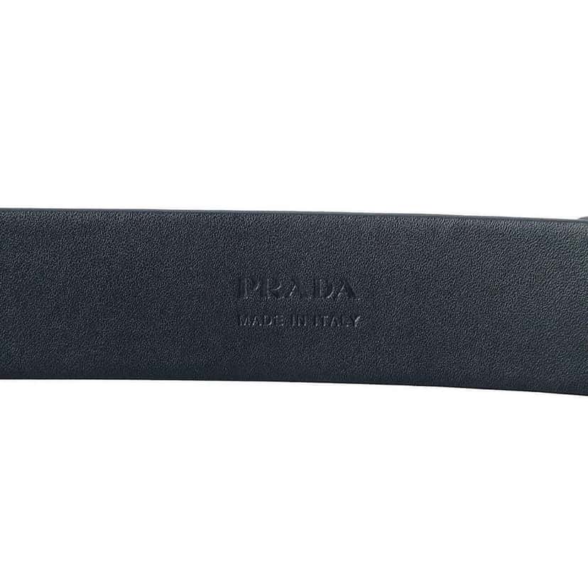 Prada Prada Mens Navy Saffiano Leather Belt  Silver Oval Buckle Belt Size 90/36 Blue Never worn, with tag - Back View