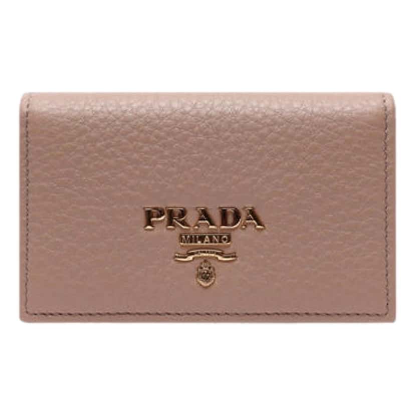 Prada Prada Women's Vitello Grain Cammeo Beige Leather Card Case Wallet Beige Leather Never worn, with tag - Front View