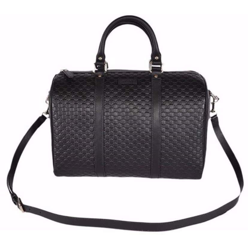 Gucci Gucci Microguccissima GG Black Leather Embossed Boston Bag Black Leather Never worn, with tag - Inside View