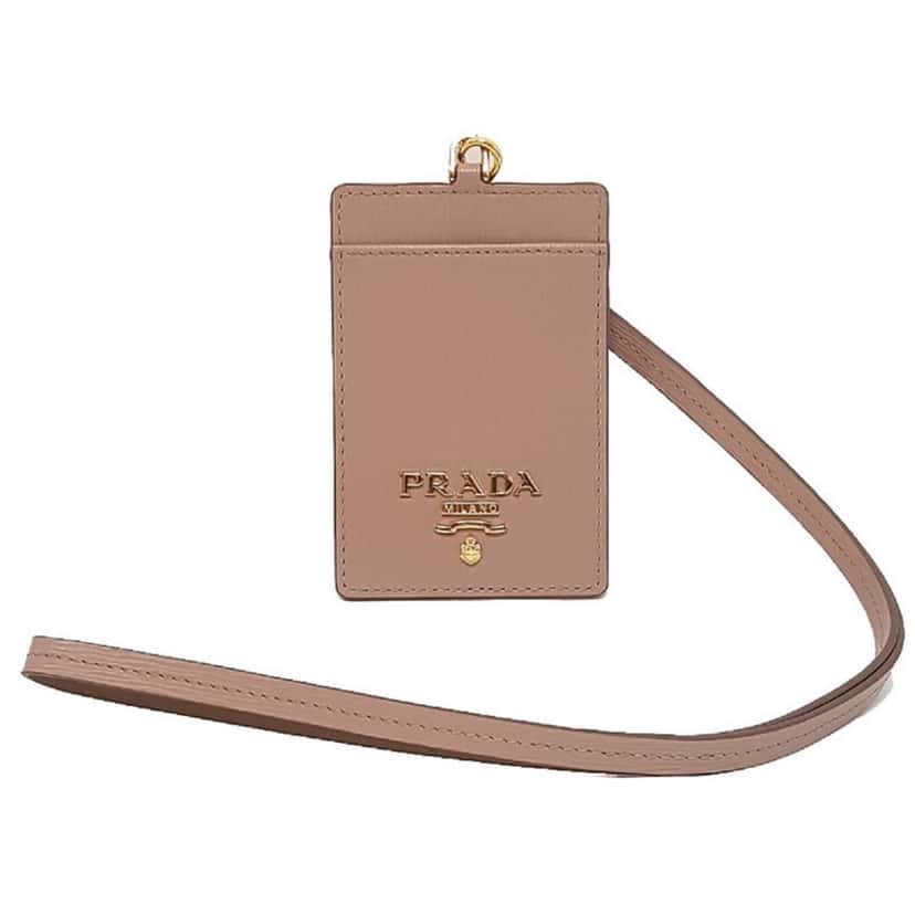Prada Prada Vitello Move Beige Leather Logo Plaque Lanyard Cardholder Wallet Pink Leather Never worn, with tag - Back View