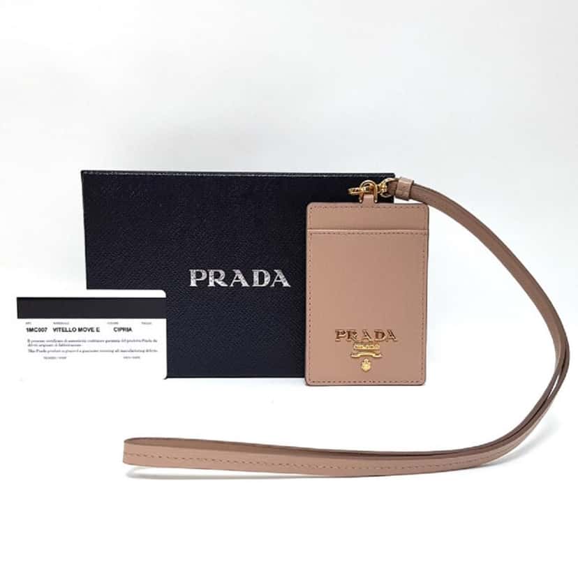 Prada Prada Vitello Move Beige Leather Logo Plaque Lanyard Cardholder Wallet Pink Leather Never worn, with tag - Inside View