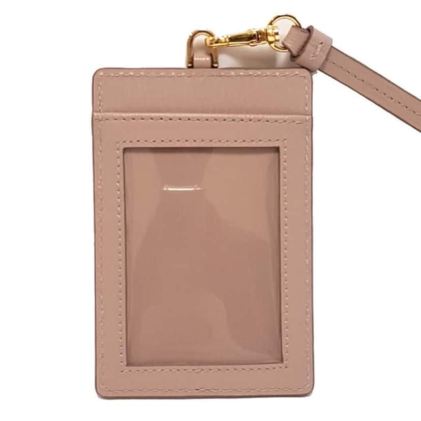 Prada Prada Vitello Move Beige Leather Logo Plaque Lanyard Cardholder Wallet Pink Leather Never worn, with tag - Box View