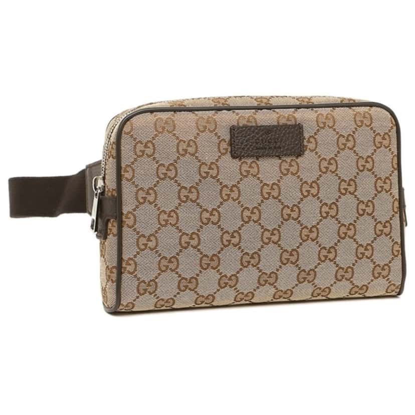 Gucci Gucci Original GG Guccissima Canvas Beige Fanny Pack Belt Bag Brown Canvas Never worn, with tag - Back View