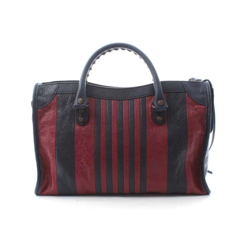 Balenciaga Balenciaga Classic City Marine Bordeaux Stripe Small Satchel Bag Black Leather Never worn, with tag - Inside View