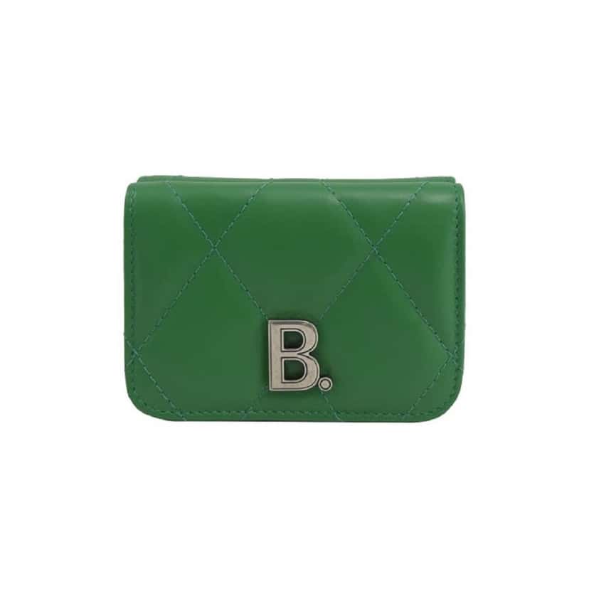 Balenciaga Balenciaga Touch Leaf Green Nappa Leather Quilted Mini Trifold Wallet Green Leather Never worn, with tag - Front View