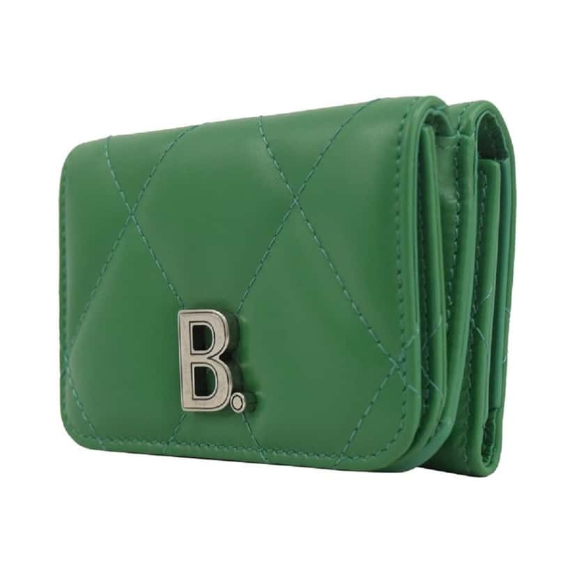 Balenciaga Balenciaga Touch Leaf Green Nappa Leather Quilted Mini Trifold Wallet Green Leather Never worn, with tag - Back View